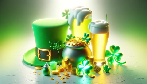 I leprechauns si deliziano con birra d'oro e ciambelli per il giorno di San Patrizio.