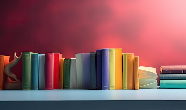 I libri multicolori sullo scaffale aggiungono un tocco giocoso al design della stanza