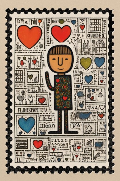 I Love You Stamp stampato nei Paesi Bassi mostra un uomo con un cuore circa 1972