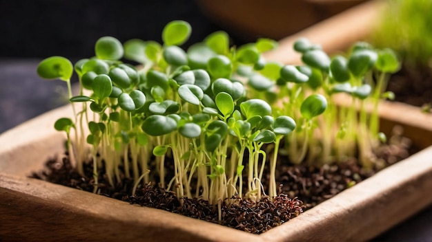 I microgreens germogliano cibo sano e fresco Generato con l'intelligenza artificiale