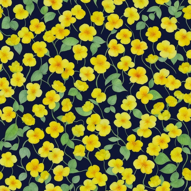 I modelli senza cuciture dell'acquerello dei fiori gialli lasciano il disegno ripetibile del modello