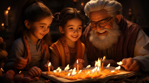 I nonni raccontano storie di leggende di Diwali