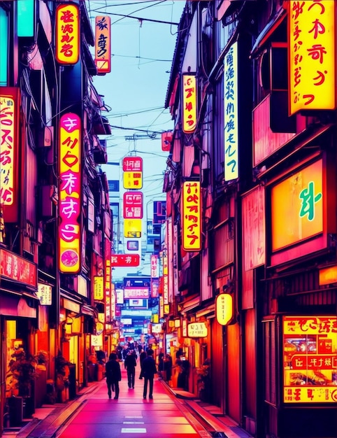 I paesaggi stradali luminosi del Giappone