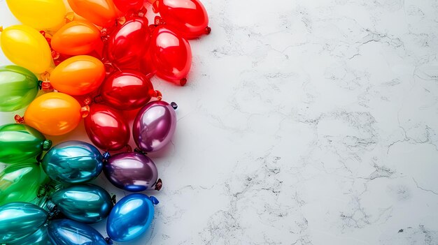 I palloncini sono di diverse dimensioni e colori creando un vibrante