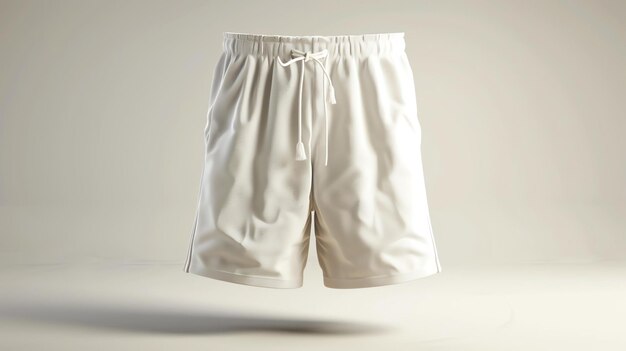 I pantaloncini bianchi con un cordone sono fatti di un tessuto leggero e traspirante e sono perfetti per il tempo estivo