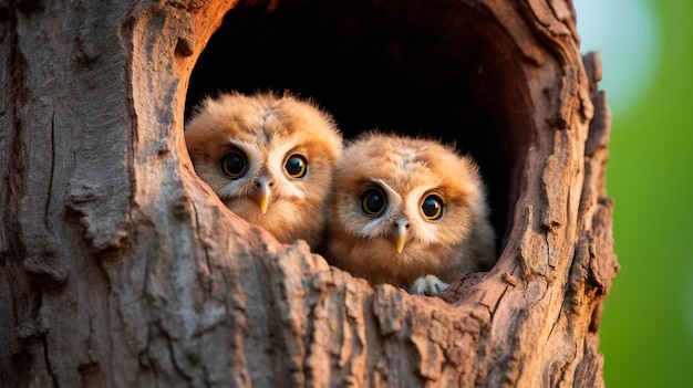 i piccoli gufi guardano il nido