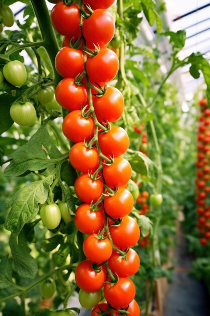 i pomodori crescono in una serra chiusa