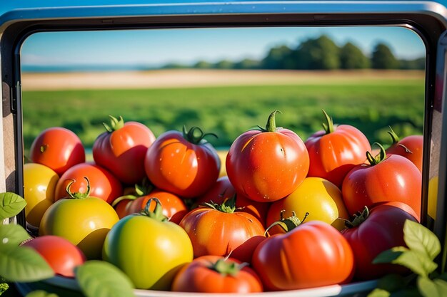 I pomodori rossi maturi sono una verdura deliziosa che le persone amano mangiare. Frutta, prodotti agricoli ecologici, verdi e sicuri.