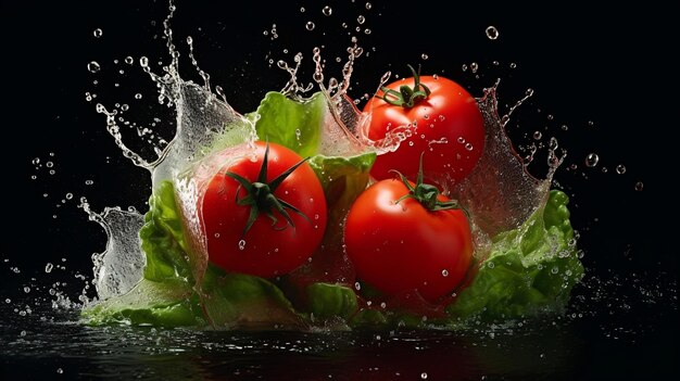 i pomodori schizzano nell'acqua