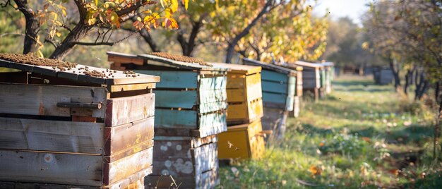 I preparativi autunnali Gli alveari in un vecchio frutteto Le api sono pronte per l'inverno