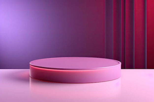 I prodotti di colore rosa di sfondo 3d mostrano la scena del podio con la piattaforma geometrica a foglia verde