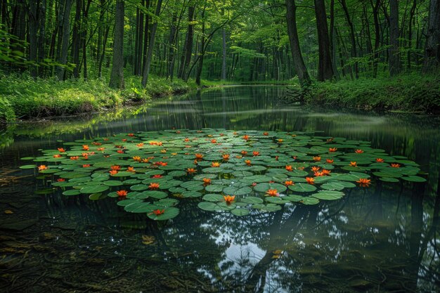 I riflessi della natura in uno stagno tranquillo