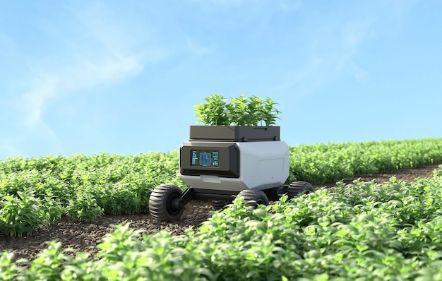 I robot agricoli lavorano in fattorie intelligenti