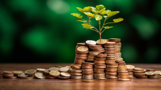 I temi finanziari e di investimento del risparmio sono rappresentati da un albero che cresce con coinxA