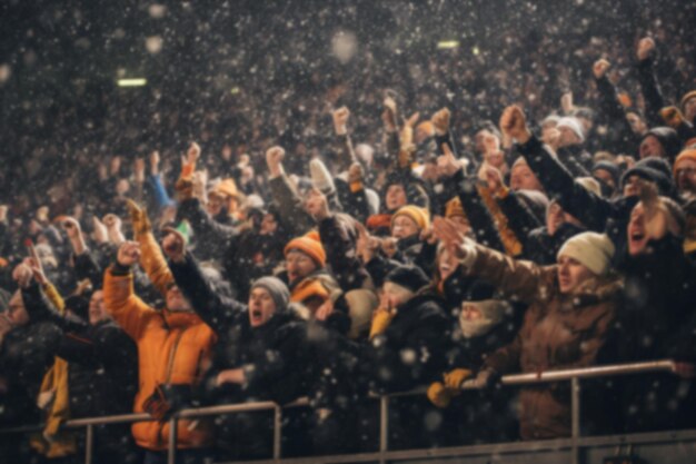 I tifosi festeggiano il successo della loro squadra sportiva preferita sulle tribune dello stadio professionistico