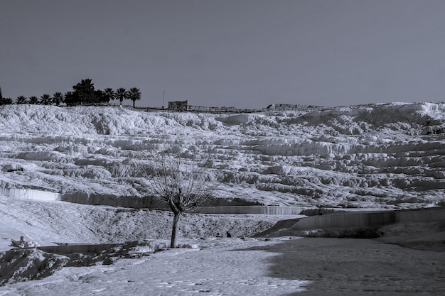 I travertini di calcio in bianco e nero di Pamukkale