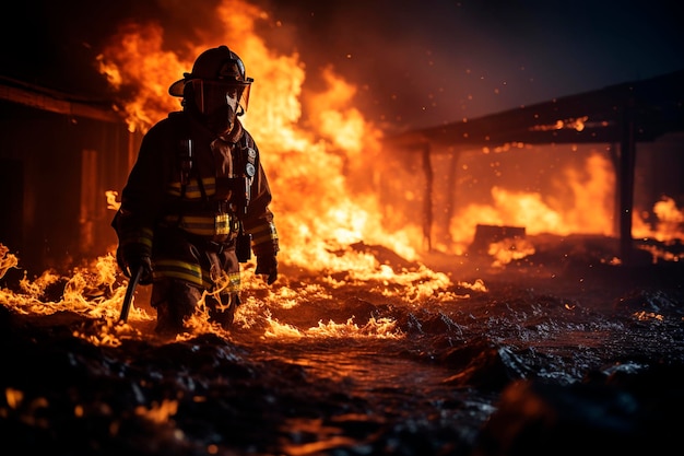 I vigili del fuoco combattono con i fuochi che bruciano