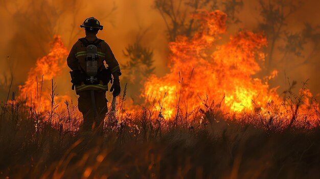 I vigili del fuoco combattono un incendio selvaggio furioso