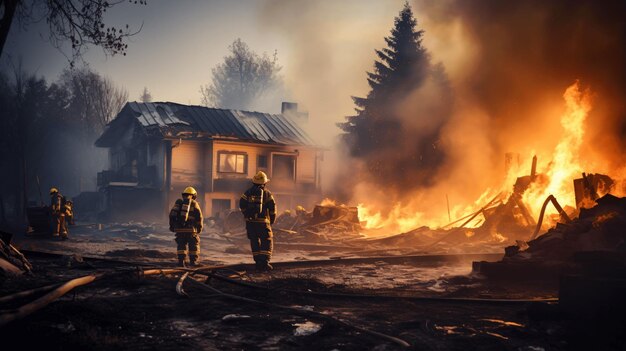 I vigili del fuoco hanno spento un incendio in una casa bruciata