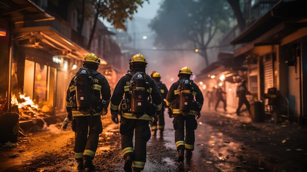 I vigili del fuoco stanno correndo verso la posizione dell'incendio.