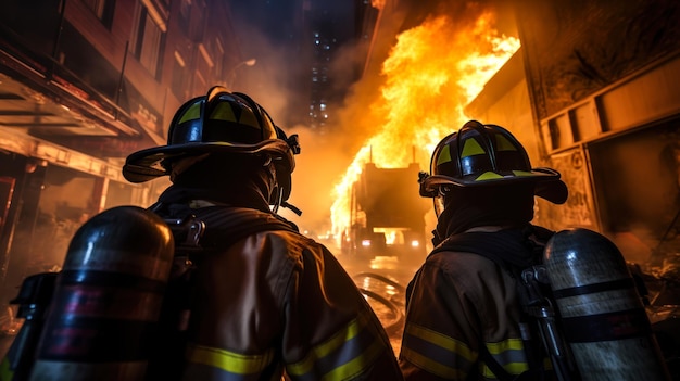 i vigili del fuoco vanno in una casa in fiamme per spegnere un incendio generativo ai