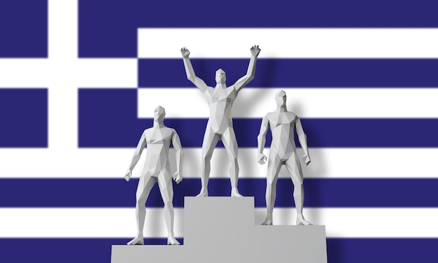 I vincitori della Grecia sono saliti su un podio dei vincitori per celebrare il rendering d