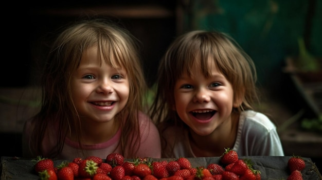 IA generativa con bambini che mangiano fragole