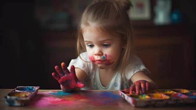 IA generativa con un bambino che gioca con i colori