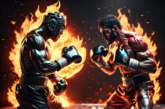 IA generativa del fuoco di boxe