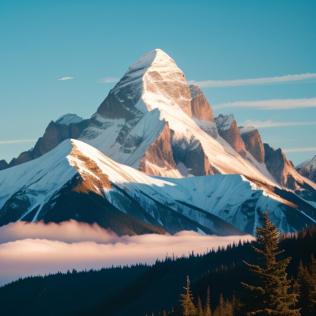 IA generativa del paesaggio montano innevato