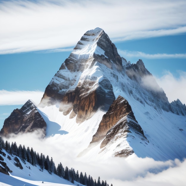 IA generativa del paesaggio montano innevato