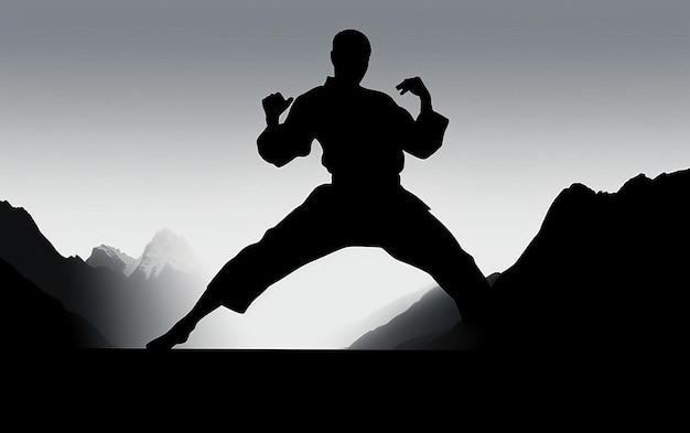 IA generativa dell'immagine della silhouette del karate