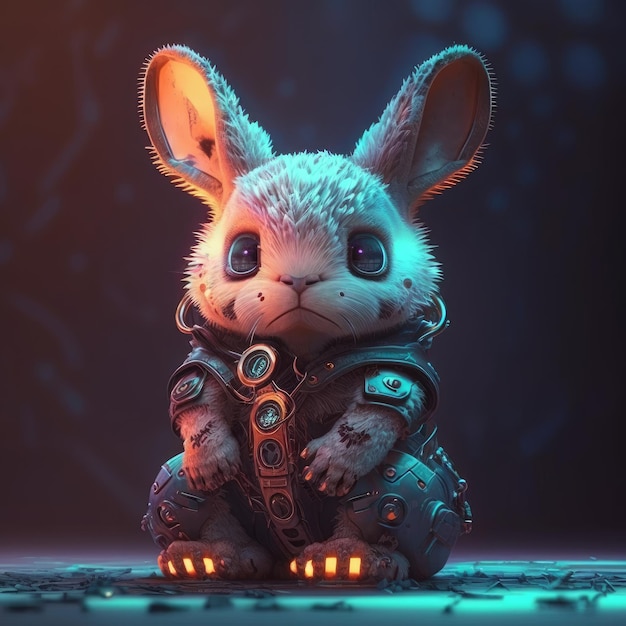 IA generativa di un simpatico coniglietto che indossa un abito steampunk
