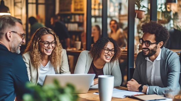 IA generativa e un gruppo di persone che conversano al lavoro