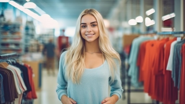 IA generativa e una giovane ragazza piacevole che fa shopping