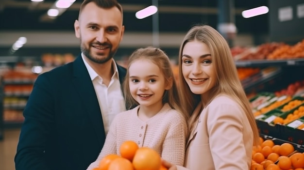 IA generativa famiglia felice shopping al supermercato