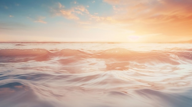 IA generativa Sfoca la spiaggia tropicale con lo sfondo astratto dell'onda di luce del sole bokeh Copia lo spazio fuori