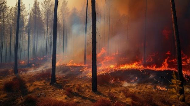 IA generativa un incendio boschivo sul fianco di una montagna