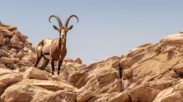 Ibex nubiano in montagna