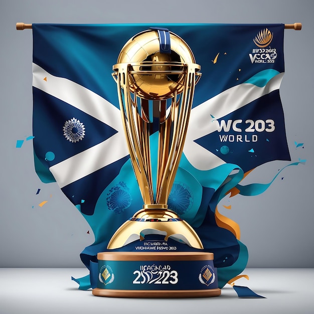 ICC cricket world cup 2023 banner design con mazza e palla Generative di Ai