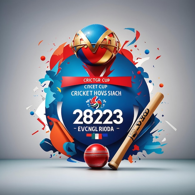 ICC cricket world cup 2023 social media banner design con mazza e palla Generative di Ai