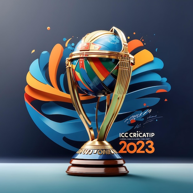 ICC cricket world cup 2023 testo con background design Generative by ai