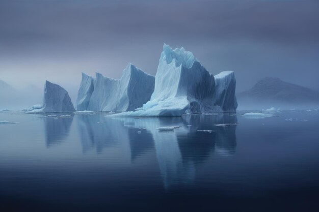 Iceberg che galleggiano lontano dal ghiacciaio creato con l'AI generativa