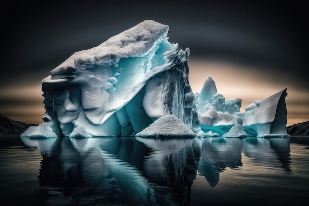 Iceberg in tutto il loro splendore generati dall'intelligenza artificiale