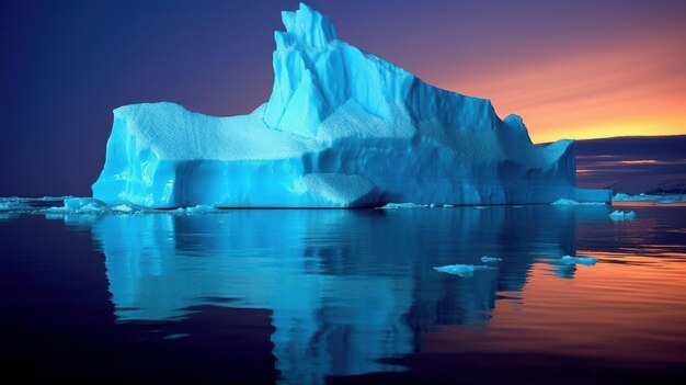 Iceberg luminescente Natura stupefacente Bellissima immagine illustrativa IA generativa