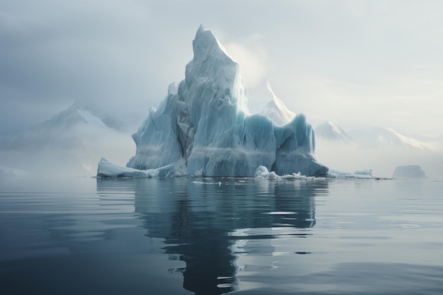 iceberg nel freddo mare nebbioso paesaggio marino antartico