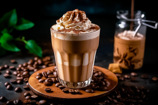 Iced Mocha Frappuccino con crema Ai generato