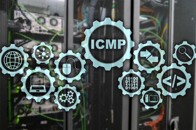 ICMP Internet Control Message Protocol Concetto di rete Sala server sullo sfondo