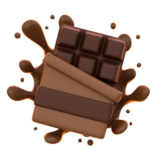 Icona 3D Bar di cioccolato Illustrazione 3D Elemento 3D Rendering Elementi grafici Elemento di progettazione