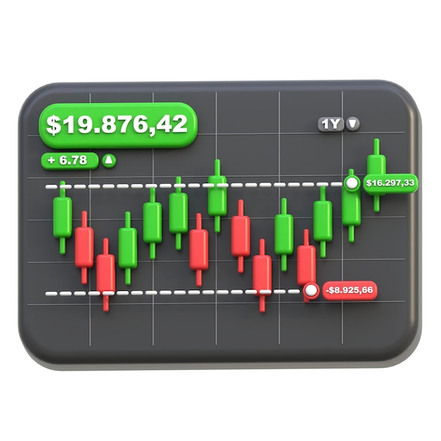 Icona 3d Candlestick Chart Illustrazione 3d Elemento 3d Rendering Elementi grafici Elemento di progettazione